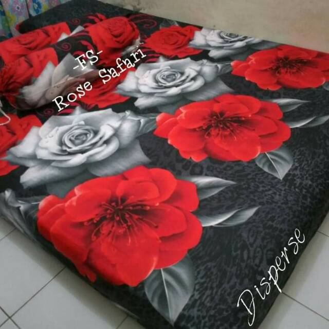 Sprei homemade Rose safari BUNGA MAWAR MERAH HITAM ROSE BLACK RED ELEGANT MEWAH TERMURAH
