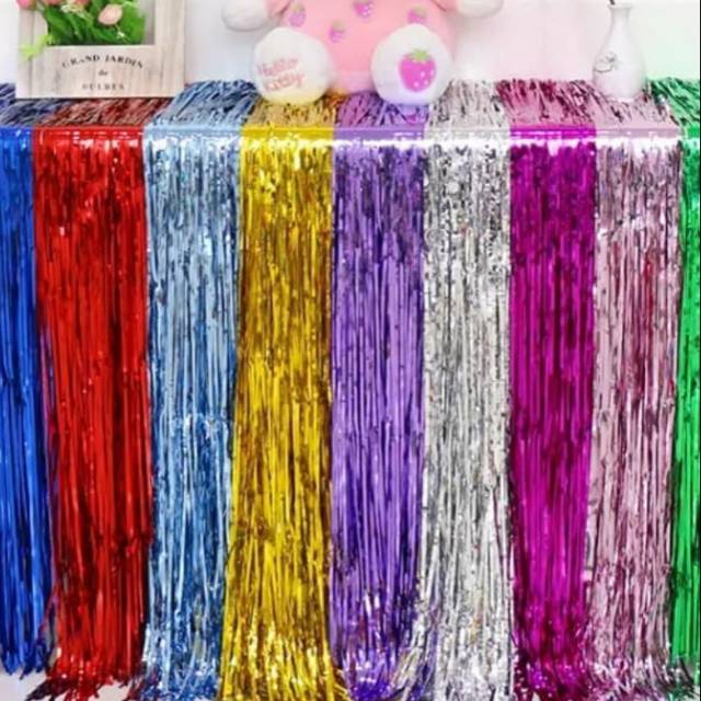 Tirai foil curtain/tirai foil ulang tahun/tirai foil tedak siten/tirai ulang tahun/ tirai foil birth