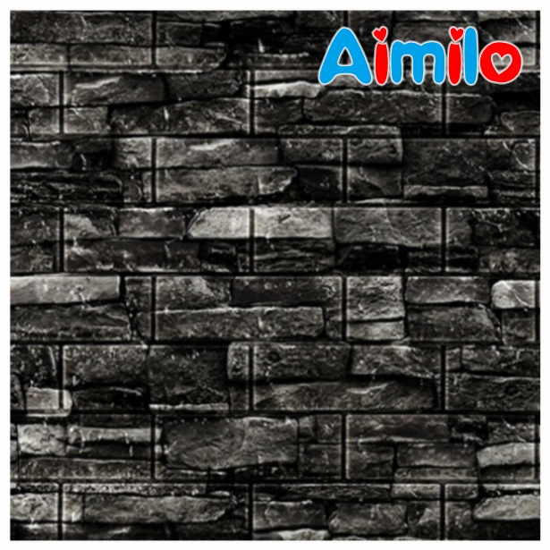 Wallpaper Dinding 3D Bahan Foam Timbul Model Bata Alam/ Batu Bata Dekorasi Ruangan 70x77-F2