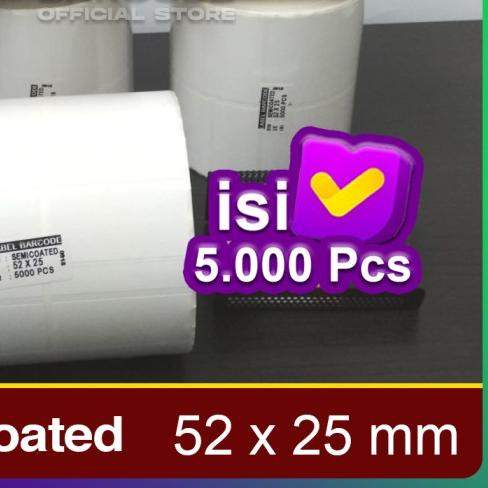 

♣ LABEL STICKER BARE 52mm X 25mm ( 2 LINE ) SEMICOATED isi 5000 pcs ✈