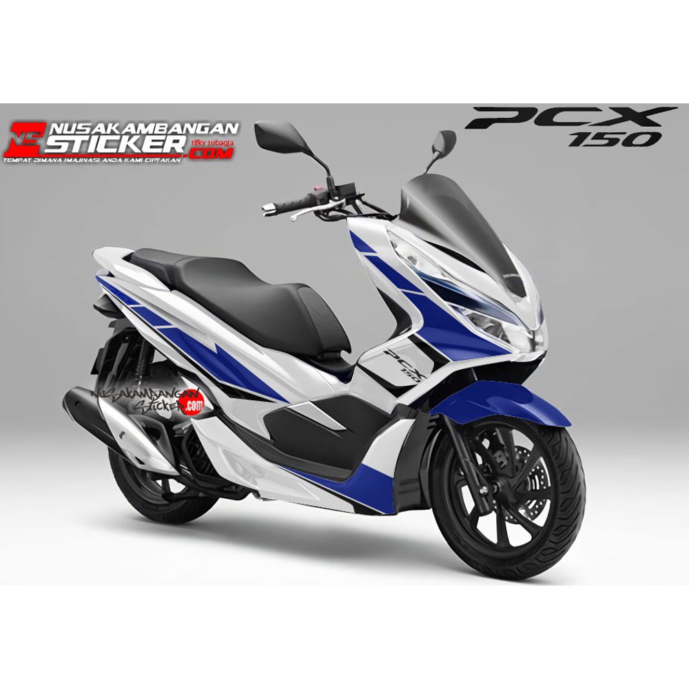 Stiker Motor Pcx 150 New Putih Grafis Biru 026 Limited Shopee