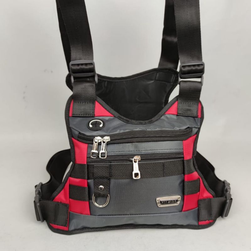 Tas Dada Polo Amstar Waterproof Bahan Micro TR Chestbag Chest Rig Bag Tas Rompi Tas Sepeda Tas. Pelindung Dada liis merah