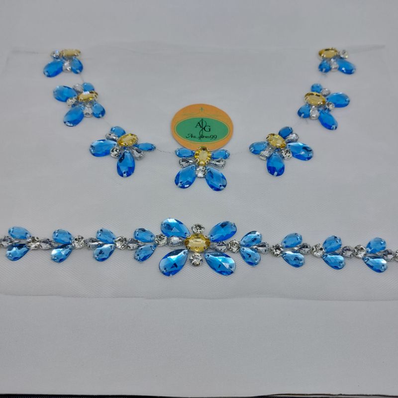 payet rangkai set leher dan pinggang/payet rangkai jahit