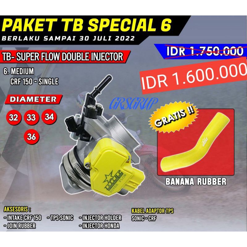 Paket Thorottle Body CRF BRT /TB CRF 150  BRT  Single injector 32 33 34 36 Universal TB Single Injec