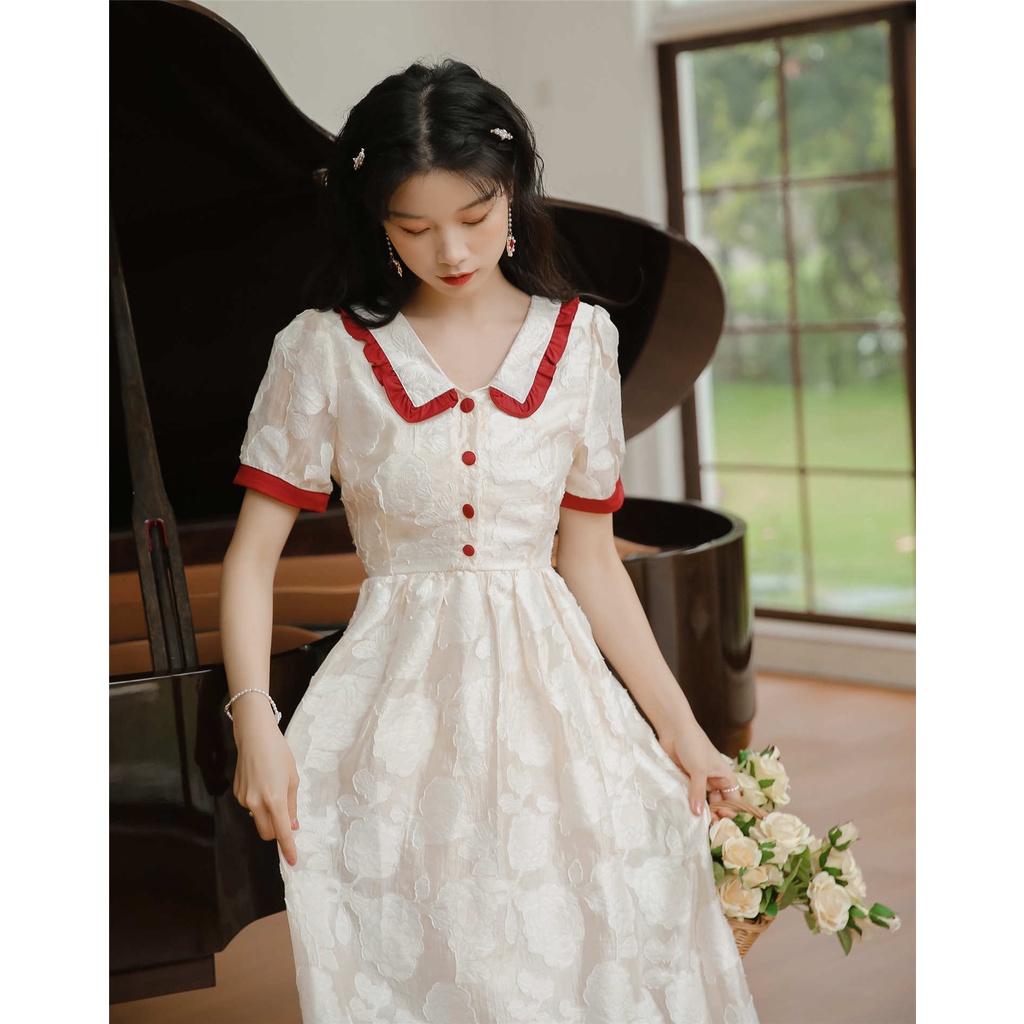 #Sisjuly# Rok Panjang Wanita French Retro Lembut Angin