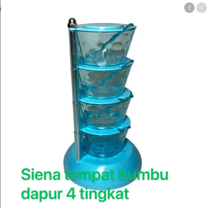 TERBARU-SIENA- Tempat Bumbu Dapur Crystal 4 Susun / Rak Putar Cristal Rotary Seasoning Box 4 IN1 Kotak