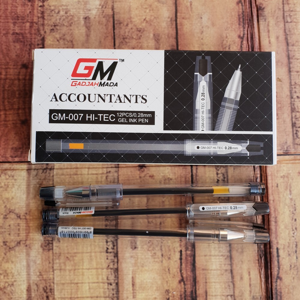 3 Pcs Pulpen - Ballpoint Gel - Gel Ink Pen Gadjahmada Accountants GM-007 Hi-Tec 0.28mm