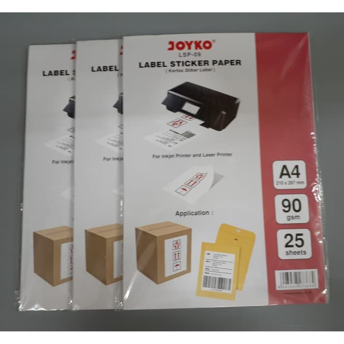 

LABEL STICKER PAPER JOYKO LSP-09 A4 90 GRAM 25 LEMBAR | STATIONERY