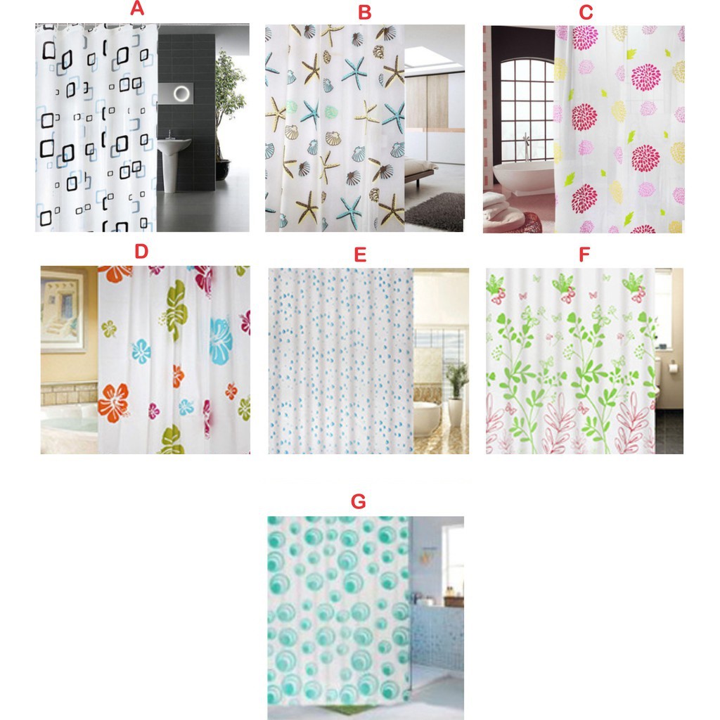 Set Kelambu Gorden Tirai Tempat Ruang Bilik Kamar Mandi Motif Cantik Bahan Anti Air