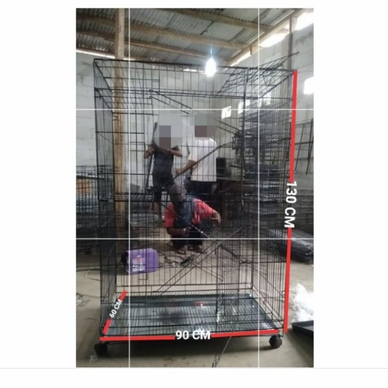 Kandang Kucing Lipat Tingkat Jumbo XX XL Ukuran 130 x 92 x 61