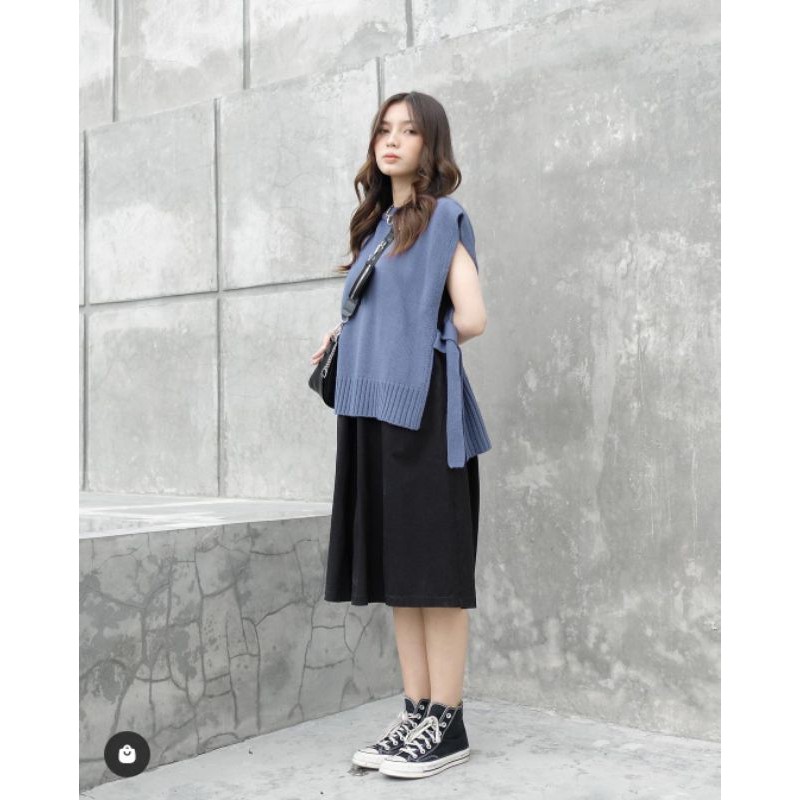 SAHA KNIT VEST CARDIGAN WANITA  BAJU  RAJUT  KOREA 