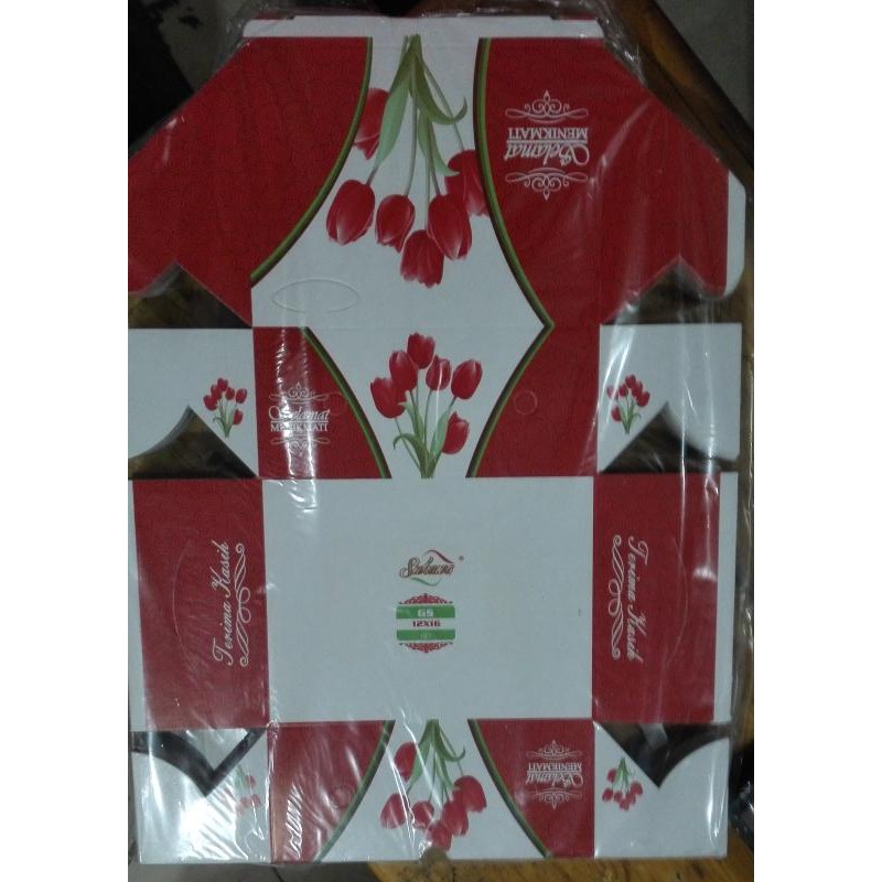 

Dus Snack/Dus Kue 12X16 Polos&Bunga - Putih