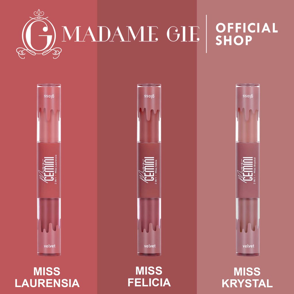 Madame Gie Miss Gemini 2 in 1 Gloss n Velvet - Make Up Lipstick