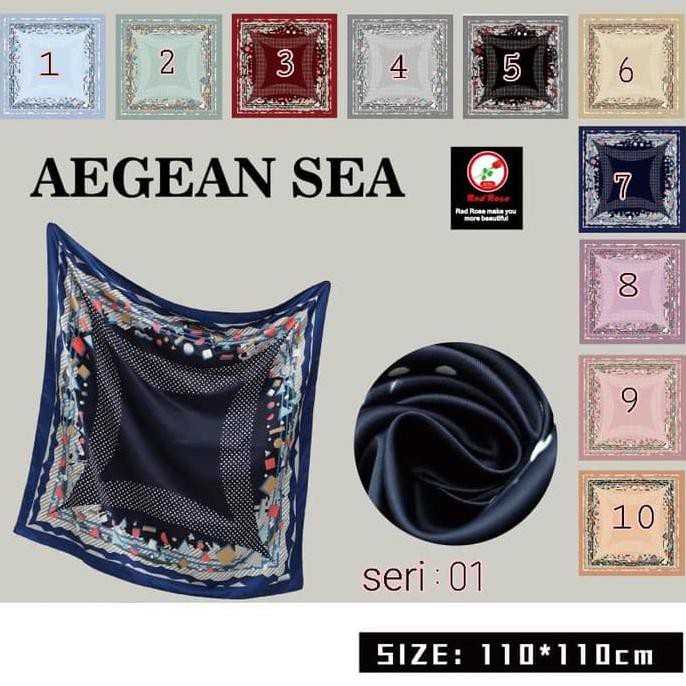 Jilbab Segi Empat Satin Velvet Motif Polkadot Bunga - seri : AEGEAN 01