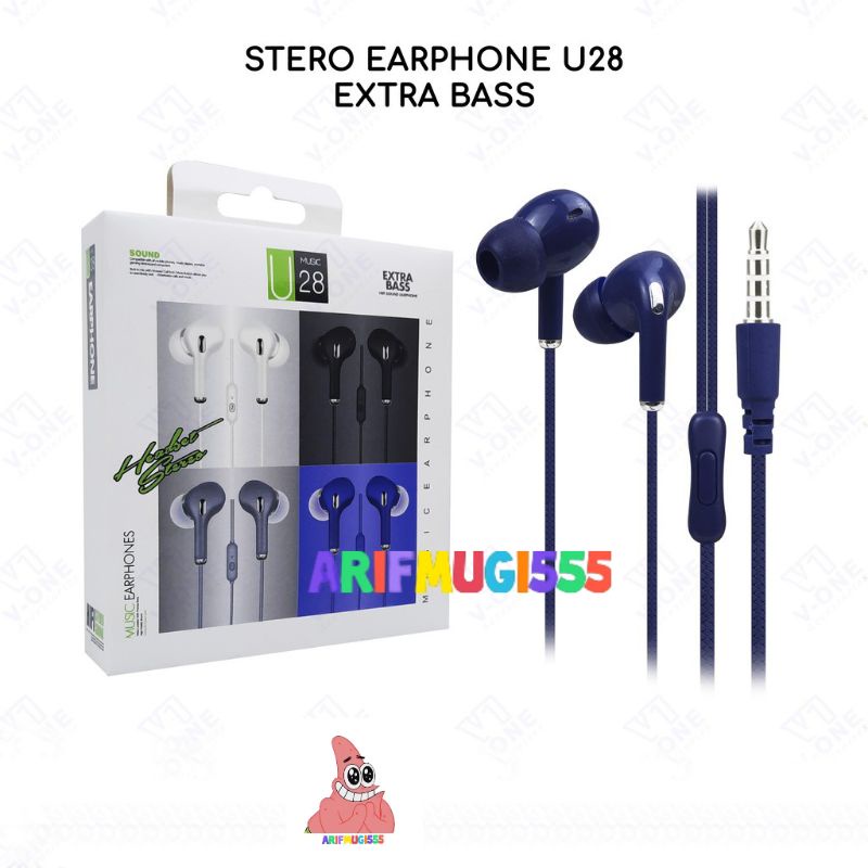 Handset Handsfree Headset Earphone Macaron U28 Xstra Bass