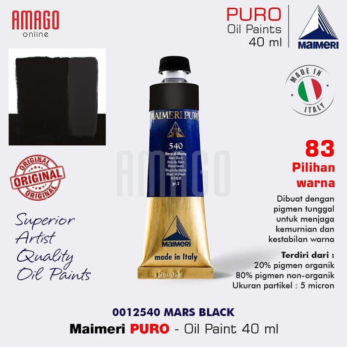MAIMERI PURO - OIL PAINT - MARS BLACK - 40ML - M0012540