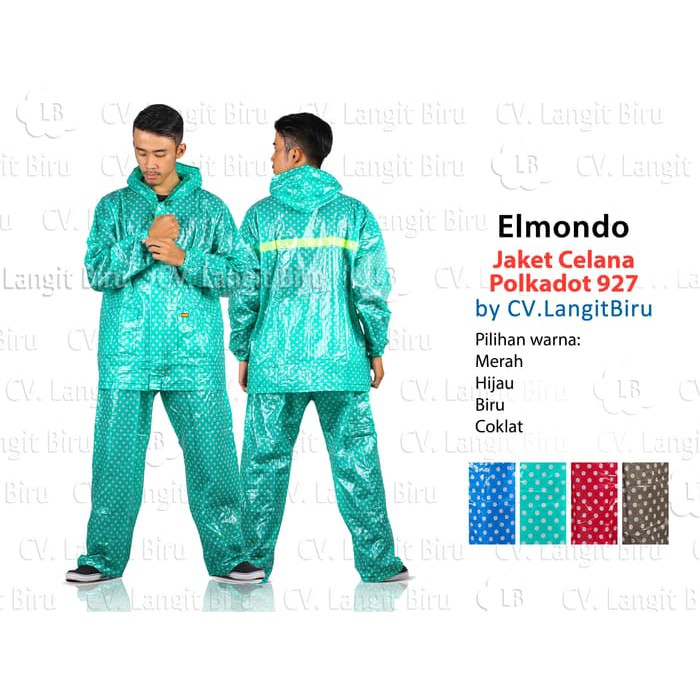 Jas Hujan Jaket Celana Elmondo 927 Polkadot . Mantel Supplier Unisex - Hijau Tosca - hot item