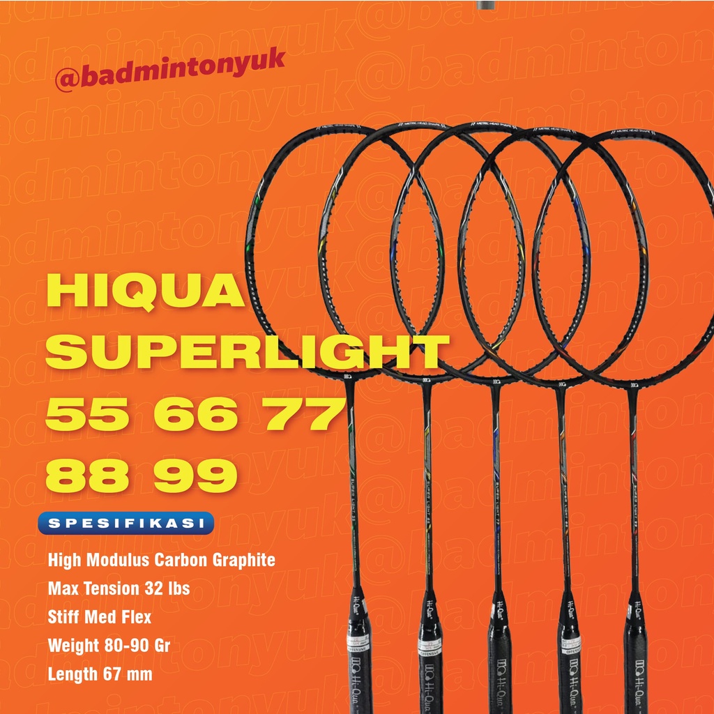 NEW Raket HiQua Super Light Raket Badminton Original Bonus Tas Kaos Senar Grip Handuk