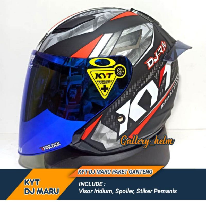 HELM KYT DJ MARU #15 DOFF | PAKET GANTENG | INCLUDE VISOR VENOM, SPOILER, STIKER PEMANIS