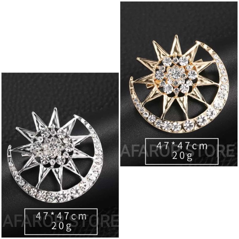 BROS PIN/KERONGSANG BULAN BINTANG | BROS TANJAK | BROS JILBAB | STAR AND MOON BROOCH