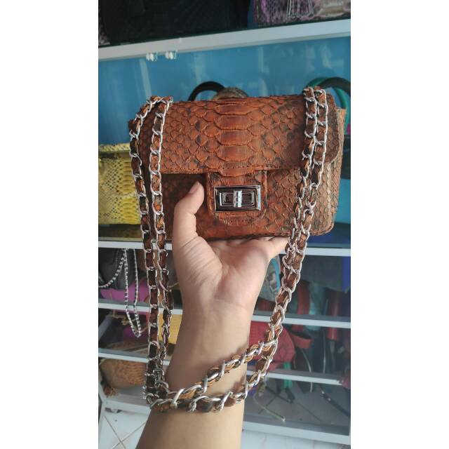 Tas chanel kulit ular/reptile ori