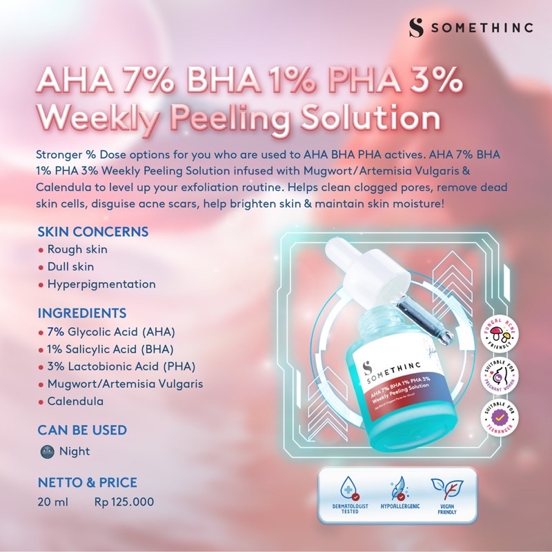 Somethinc AHA 7%, BHA 1%, PHA 3% Weekly Peeling Solution