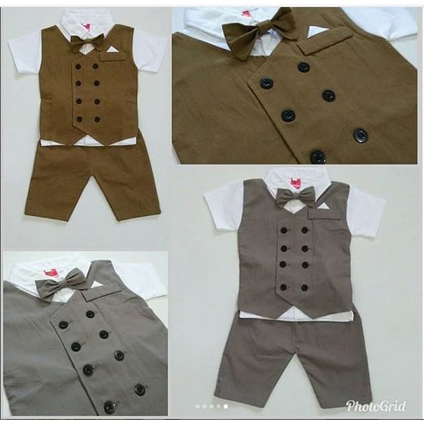 NNS PAKAIAN BABY LUCU Baju Bayi Setelan Anak Laki-Laki Tuxedo Pesta Kondangan Rompi Kancing8