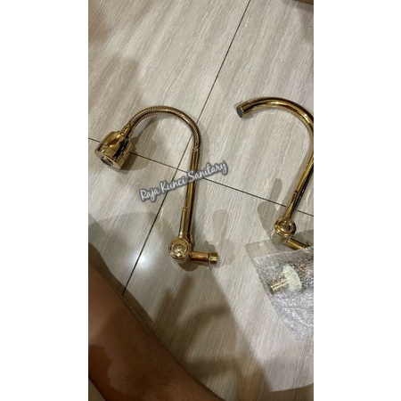 Kran Dapur Flexibel Gold/Emas/Kran Tembok Gold/Kran Shower Gold/Kran Seri Gold