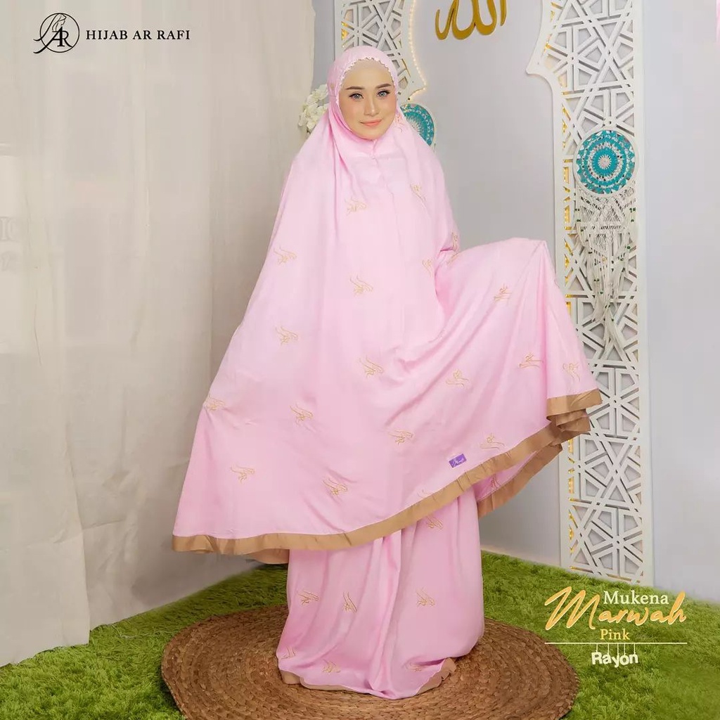 Mukena Dewasa ARRAFI Marwah Jumbo Rayon Premium Polos Lis Warna