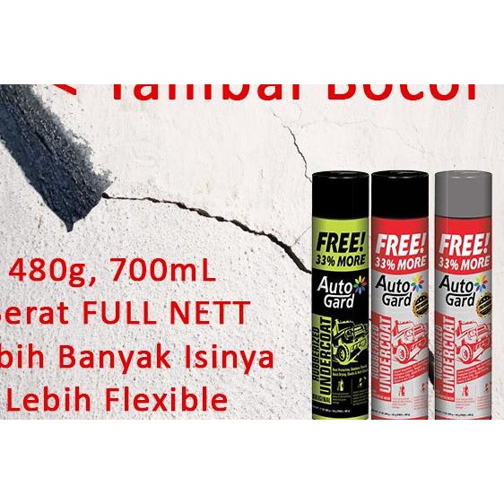 

✫ AUTOGARD Undercoat Anti Bocor Tahan Air Leak Proof Waterproof 700 mL - Original HITAM ♞