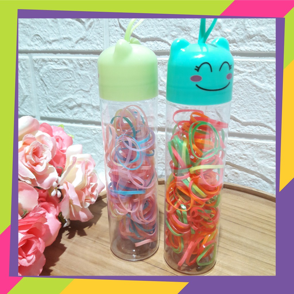 1411 / Karet Jepang ikat rambut  / Kemasan botol karakter lucu
