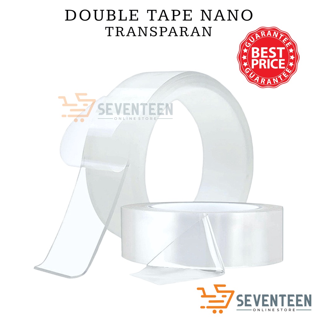 SEVENTEEN TAPE 1M 3M 5M SELOTIP BENING DOUBLE TAPE NANO NANO TAPE BENING TRANSPARANT TEMPELAN