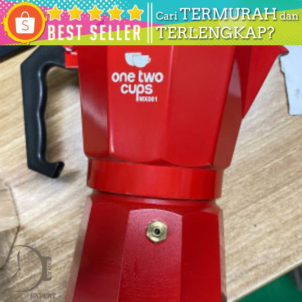 BISA COD Espresso Coffee Maker Moka Pot Teko Stovetop Filter 300ml 6 Cups - MX001 - Red