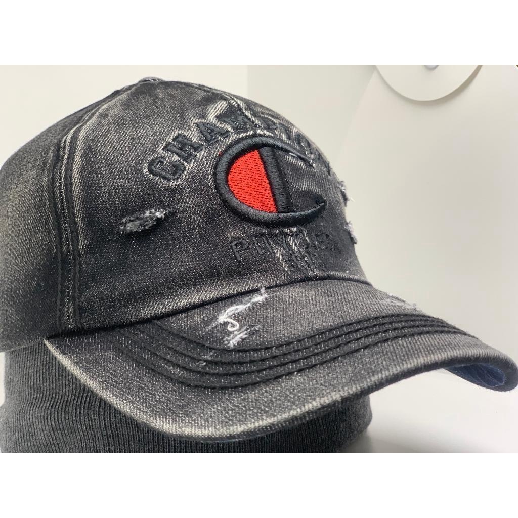 Topi Import Champion Bahan Jeans Denim Model Sobek Terbaru