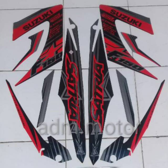 Striping stiker suzuki satria fu 150 fl facelift 2014 hitam merah abu