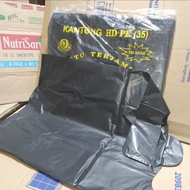 kantong hitam uk 35 cm > kantong kresek hitam > kantong plastik