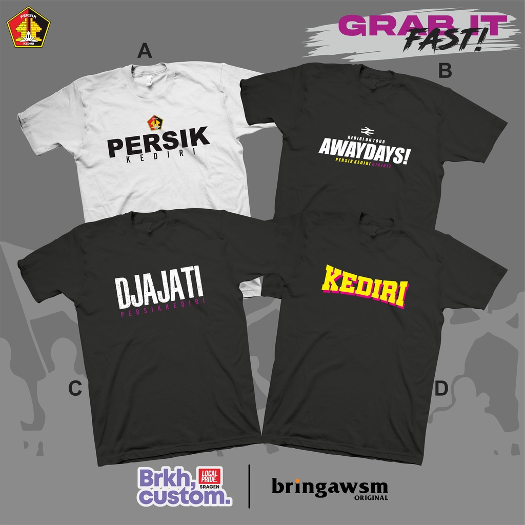 KAOS PERSIK KEDIR KAOS CASUAL KAOS SUPORTER KAOS BOLA KAOS AWAYDAYS BRKHCUSTOM