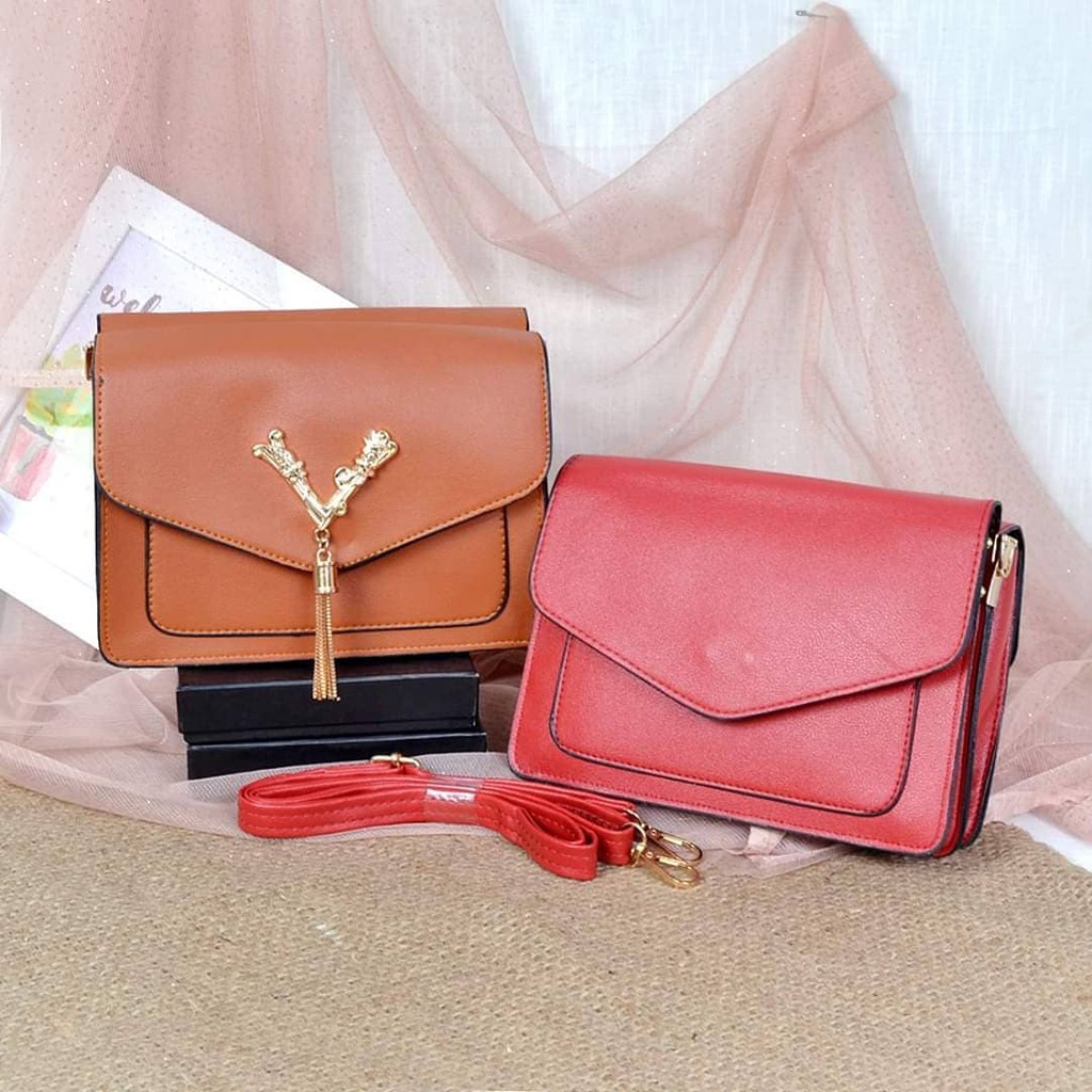 Slingbag Wanita / Tas Selempang Wanita / Tas Bolak Balik Logo Bunga V Kincir Wanita Import 3150-2