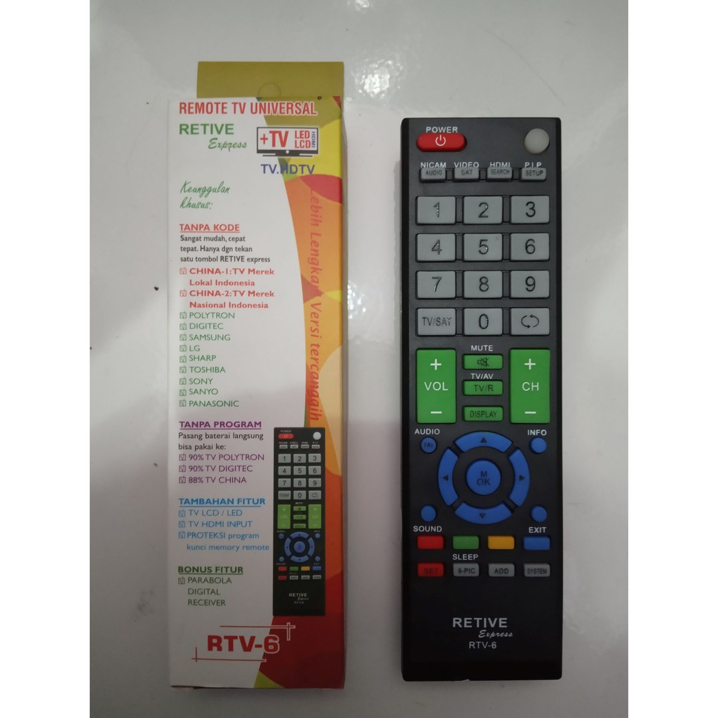 REMOTE TV UNIVERSAL RETIVE RTV-6