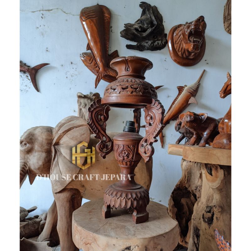 Lampu Hias Kamar Tidur Ukir Kayu Jati