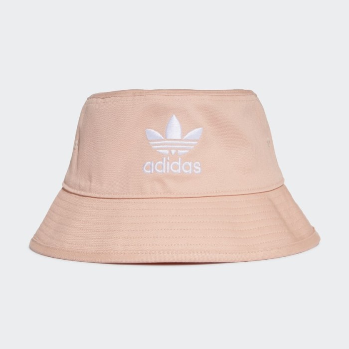 (100% ORIGINAL) ADIDAS ADICOLOR TREFOIL BUCKET HAT VAPOUR PINK WHITE TOPI SUN BEACH CASUAL WANITA