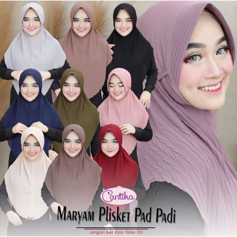 BERGO MARYAM PLISKET PADI / JILBAB CANTIKA / KERUDUNG INSTAN PAD /HIJAB LANGSUNG PAKAI