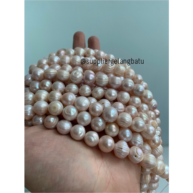 Bahan Mutiara Air Tawar Barok / Baroque LAVENDER 10 x 18mm Bulat pearl