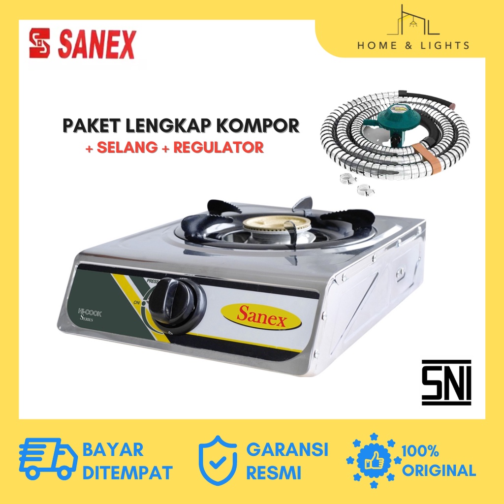 SANEX Kompor Gas 1 Tungku K808S / KOMPOR GAS SANEX 1 TUNGKU MURAH STAINLESS / KOMPOR 1 TUNGKU / KOMPOR SATU TUNGKU / KOMPOR MURAH PROMO SATU SET PLUS SELANG REGULATOR