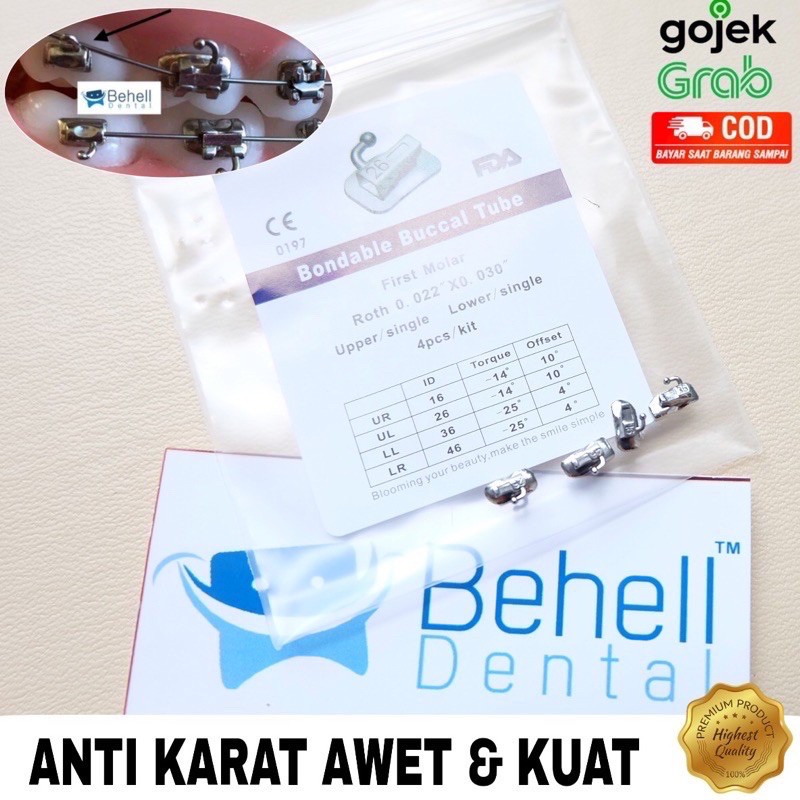 BUCCAL TUBE PENGUNCI BEHEL BRACKET KAWAT GIGI GERAHAM M1 M2 ROTH BUCAL - DENTAL ORTHO ORIGINAL