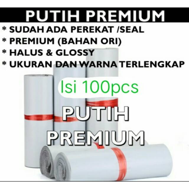 

Isi 100pcs Plastik Packing Bag Polymailer 25x35 cm - PUTIH PREMIUM