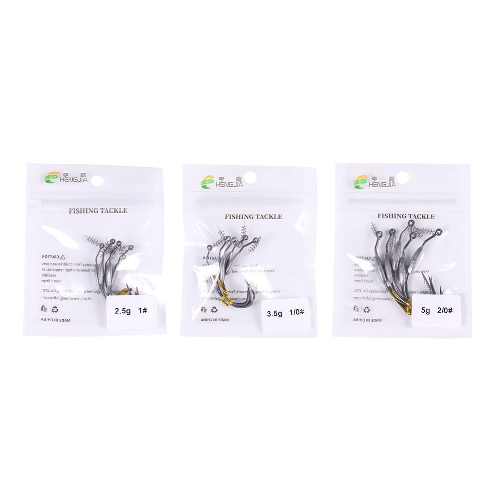 Hengjia 5pcs / Kantong Pogo Pin Dengan Kait Umpan Pancing 2.5g 3.5g 5g