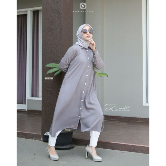 Ziva long tunik by Nadheera luxury baju tunik panjang tunik modis Size  M&Xl
