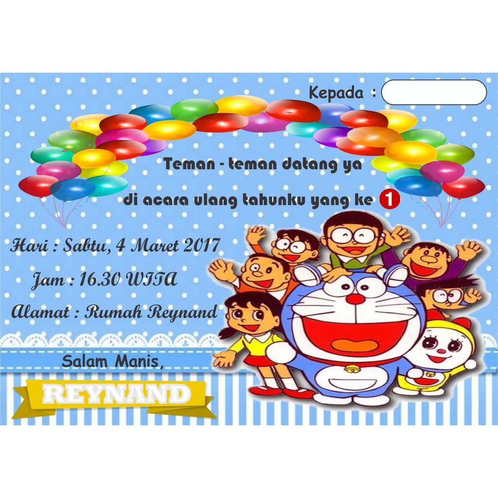 Kartu Undangan Ulang Tahun Doraemon B Shopee Indonesia