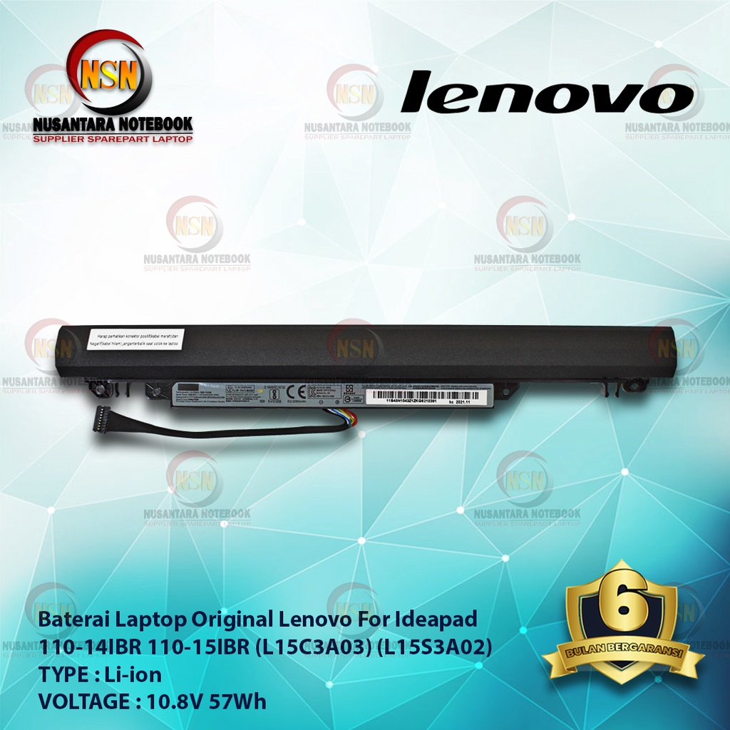 Baterai Original Laptop Lenovo For Ideapad 110-14IBR 110-15IBR L15C3A03 L15S3A02